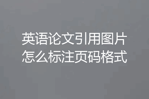 英语论文引用图片怎么标注页码格式