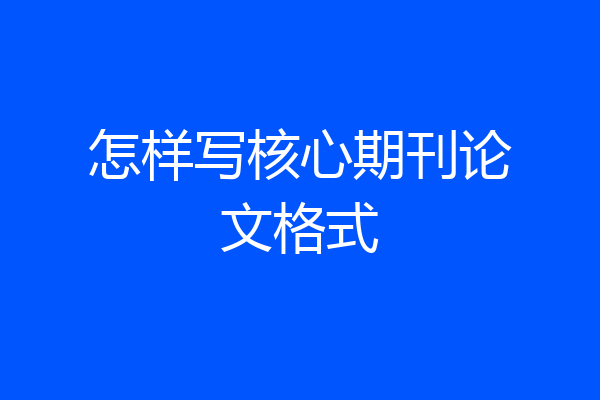 怎样写核心期刊论文格式