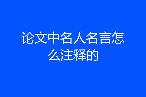 论文中名人名言怎么注释的
