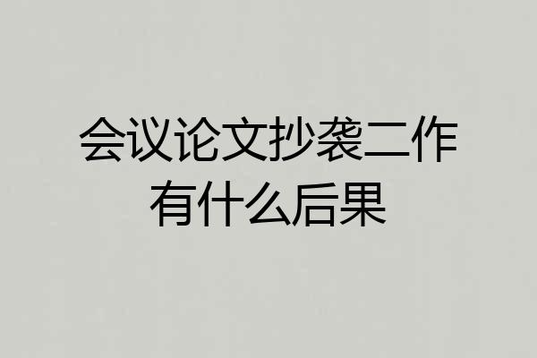 会议论文抄袭二作有什么后果