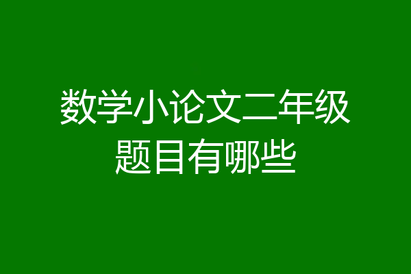 数学小论文二年级题目有哪些