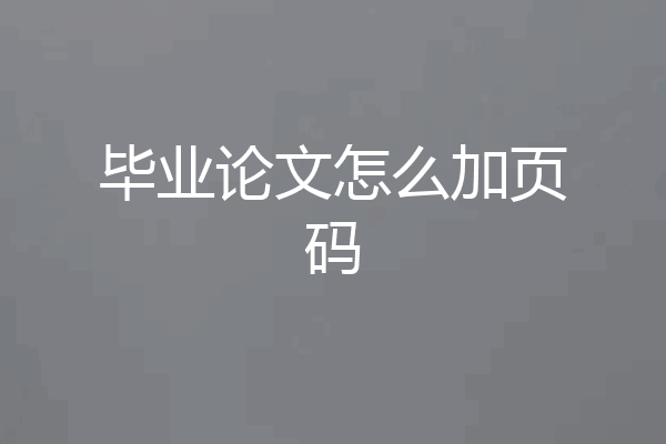 毕业论文怎么加页码