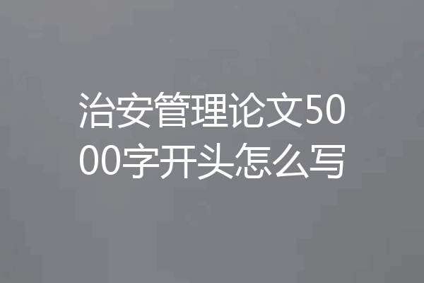 治安管理论文5000字开头怎么写