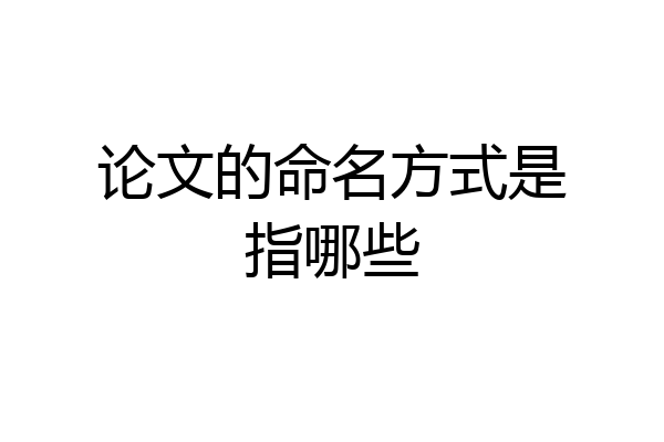 论文的命名方式是指哪些