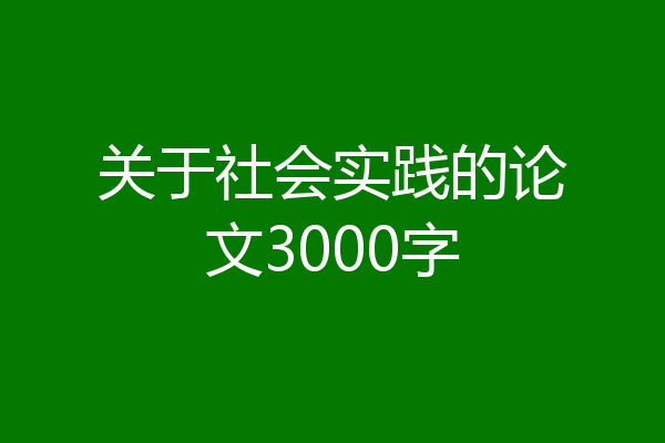 关于社会实践的论文3000字