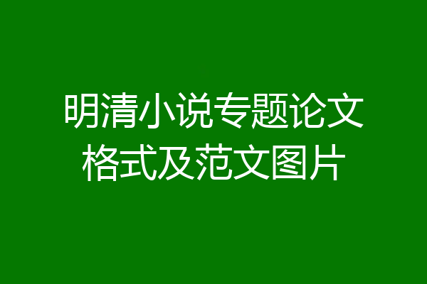 明清小说专题论文格式及范文图片