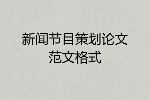 新闻节目策划论文范文格式