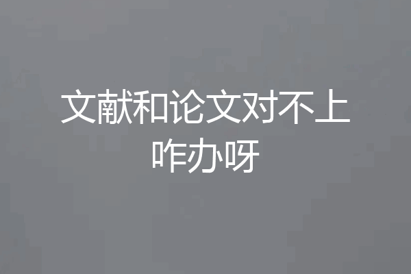 文献和论文对不上咋办呀