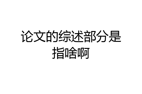 论文的综述部分是指啥啊