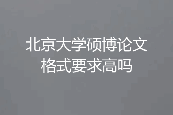 北京大学硕博论文格式要求高吗