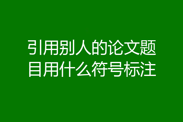 引用别人的论文题目用什么符号标注
