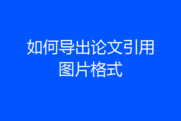 如何导出论文引用图片格式