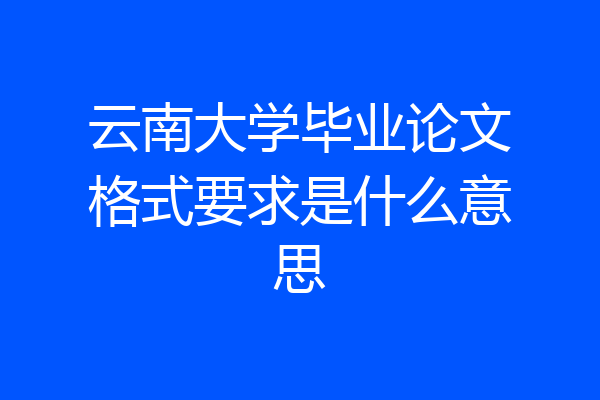 云南大学毕业论文格式要求是什么意思