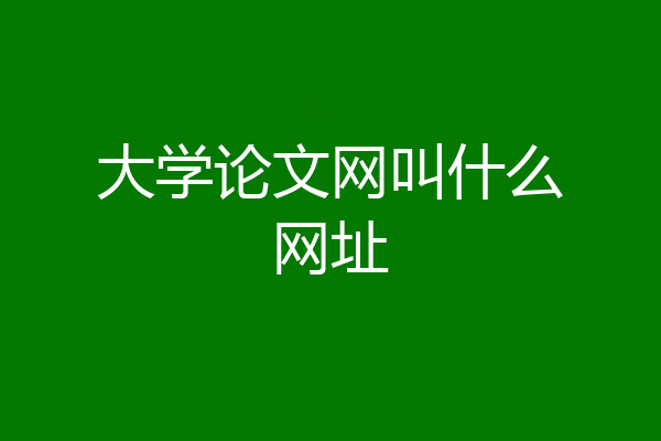大学论文网叫什么网址