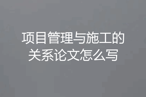 项目管理与施工的关系论文怎么写