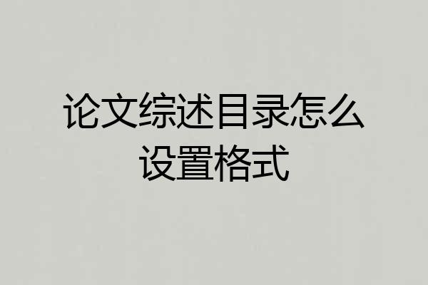 论文综述目录怎么设置格式