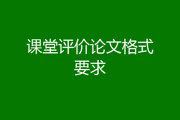 课堂评价论文格式要求