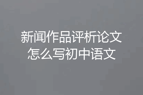 新闻作品评析论文怎么写初中语文