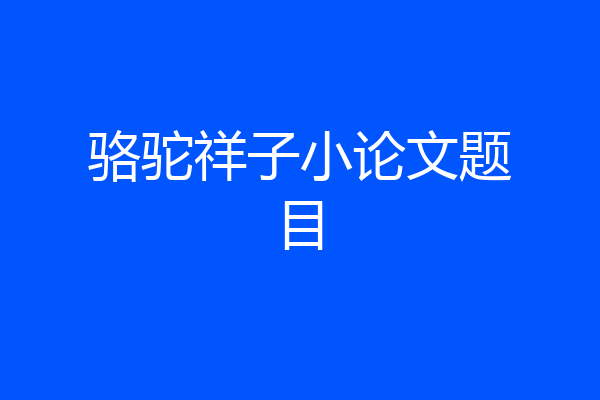 骆驼祥子小论文题目