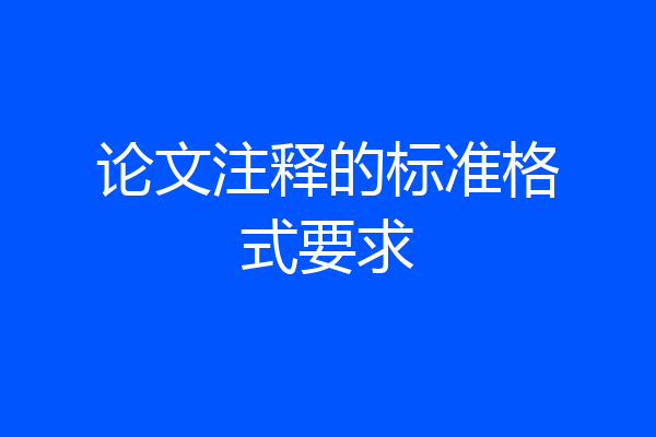 论文注释的标准格式要求