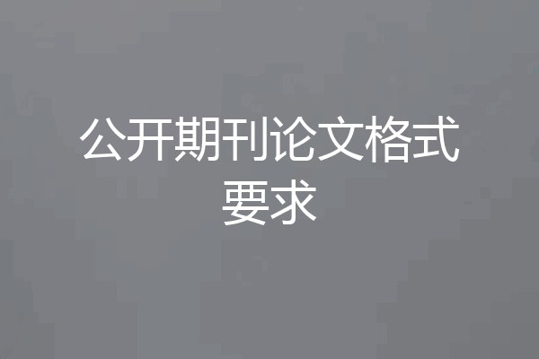公开期刊论文格式要求