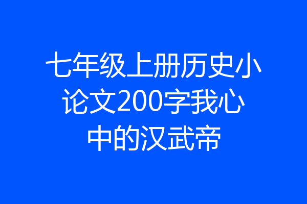 七年级上册历史小论文200字我心中的汉武帝
