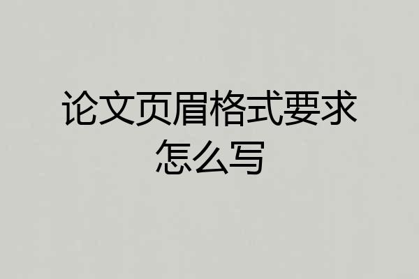 论文页眉格式要求怎么写