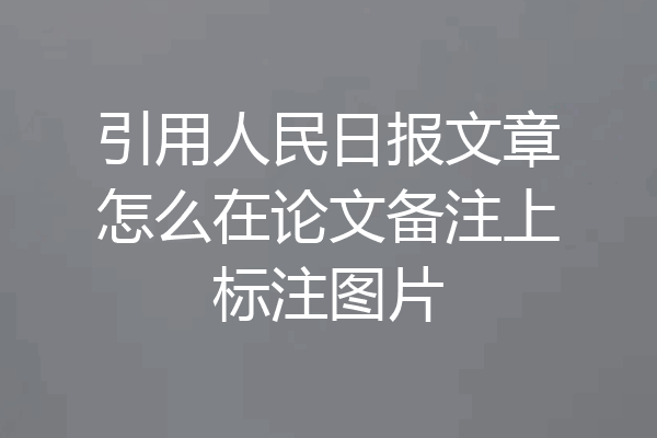 引用人民日报文章怎么在论文备注上标注图片
