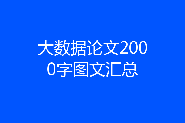 大数据论文2000字图文汇总