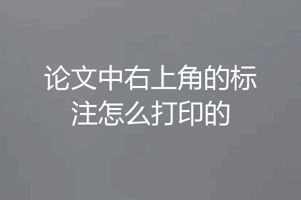 论文中右上角的标注怎么打印的