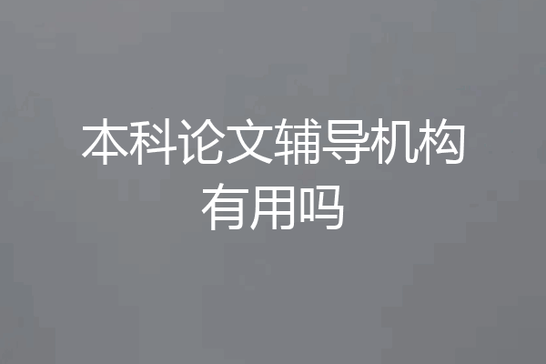 本科论文辅导机构有用吗