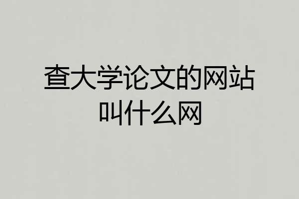 查大学论文的网站叫什么网
