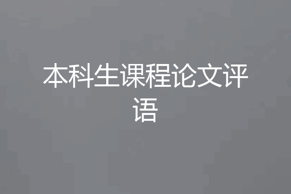 本科生课程论文评语