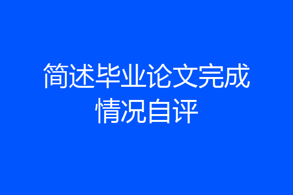 简述毕业论文完成情况自评