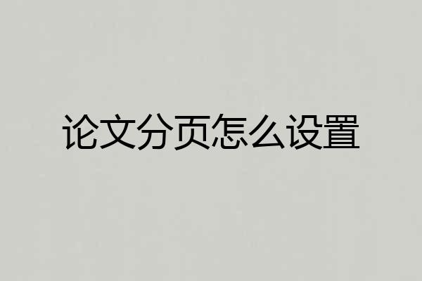 论文分页怎么设置