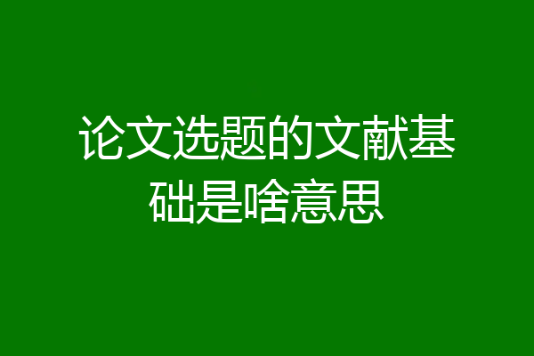 论文选题的文献基础是啥意思
