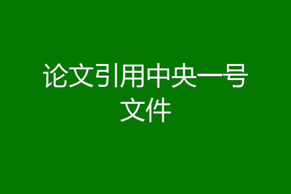 论文引用中央一号文件