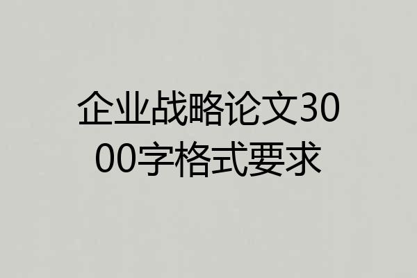 企业战略论文3000字格式要求