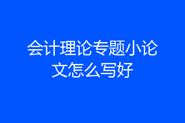 会计理论专题小论文怎么写好