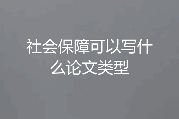 社会保障可以写什么论文类型