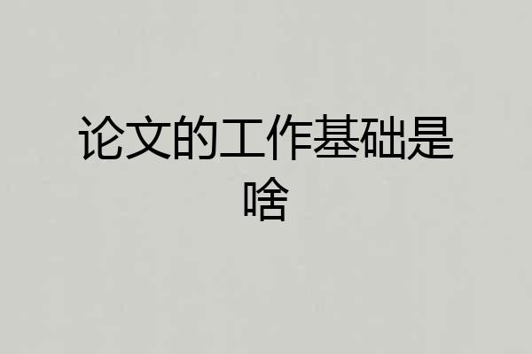 论文的工作基础是啥