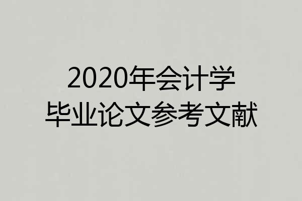 2020年会计学毕业论文参考文献