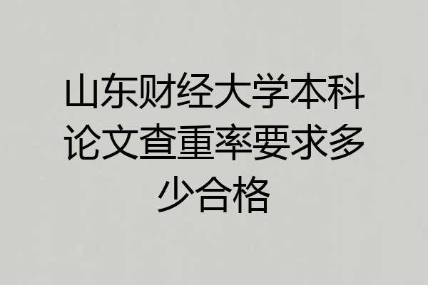 山东财经大学本科论文查重率要求多少合格