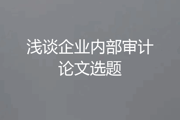 浅谈企业内部审计论文选题