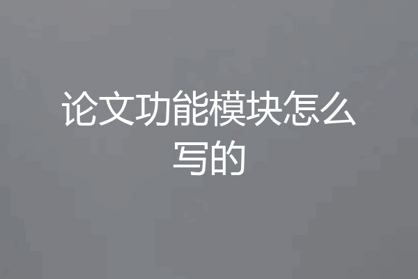 论文功能模块怎么写的