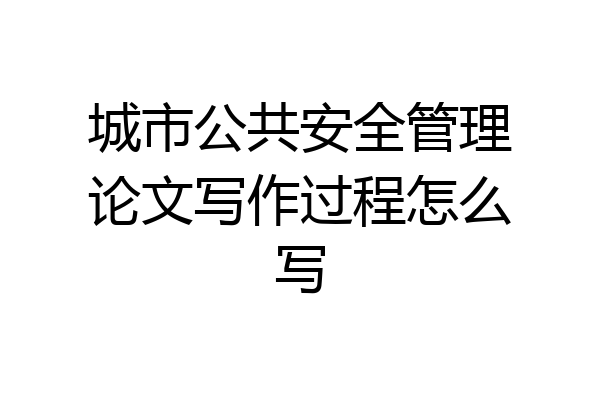 城市公共安全管理论文写作过程怎么写