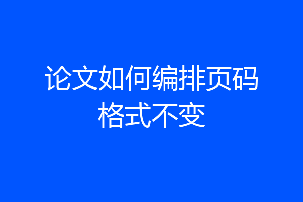 论文如何编排页码格式不变