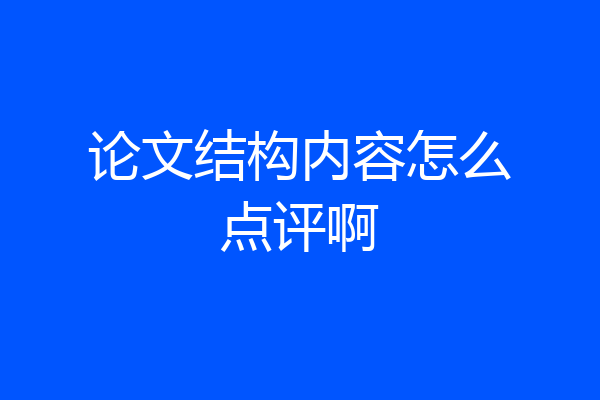 论文结构内容怎么点评啊