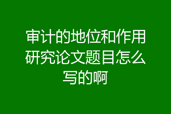 审计的地位和作用研究论文题目怎么写的啊