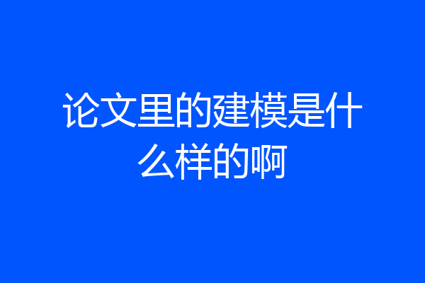 论文里的建模是什么样的啊
